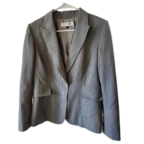 Tahari ASL One Button Gray Suit Jacket Size 10 Double Pocket Career - Picture 1 of 9